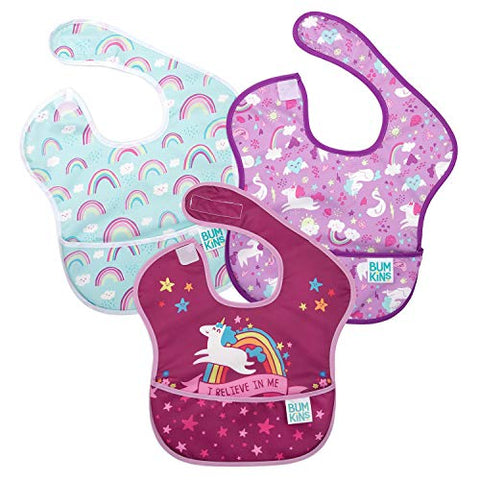 Unicorns & Rainbows Waterproof, Washable, Stain and Odour Resistant Bibs | 6-24 Months | 3 Pack