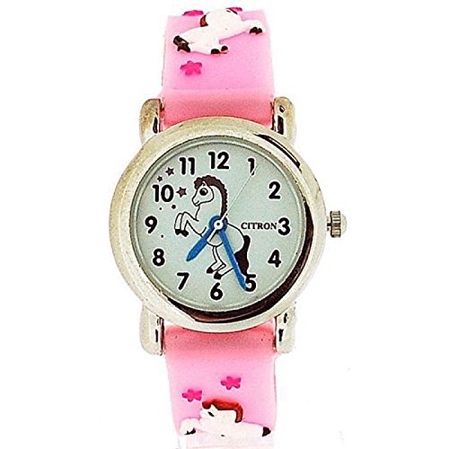 Citron Analogue Girls - Kids Dancing Pony Pink Silicone Strap Watch KID86