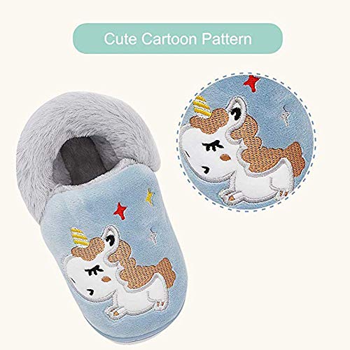 Kids Soft & Fluffy Unicorn Slippers Blue 