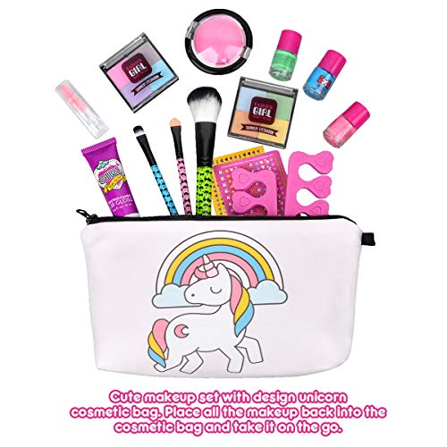 Unicorn Cosmetic Kit with Unicorn Makeup Bag Nail Polish Eye Shadow Lip Gloss