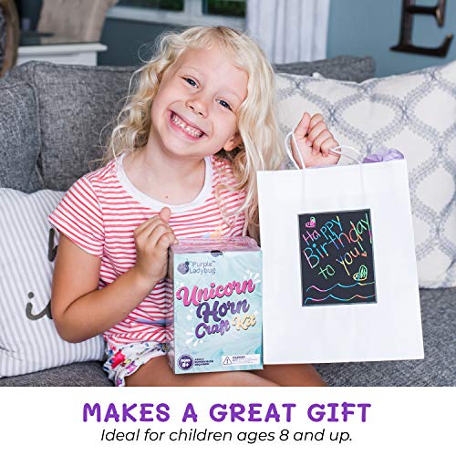 PURPLE LADYBUG Resin Crafts: Make Your Own Large Unicorn Horn Craft Kit for Girls with Sparkly Design - Amazing Room Décor and Great Gift for Kids