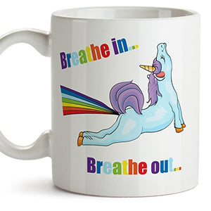 Yoga Mug - Unicorn "Breathe in Breathe Out" | Novelty Mug 