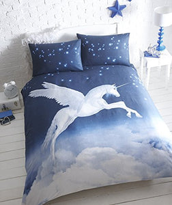 Magical Unicorn Double Duvet Cover | 2 Pillowcase Set | Blue 