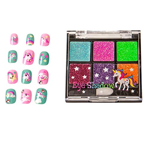 Girls Unicorn Cosmetic Set / Make-up Kit - Nail Polish - Eye Shadow - Lip Balm - Stick On Nail Stickers
