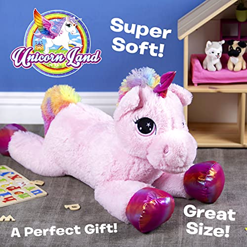 Premium Plush Toy Unicorn, Unicorn Teddy, Soft Toy, Rainbow Colour, Large Plush Unicorn, Premium Soft Toy, Rainbow Cuddly Toy, Rainbow Teddy, Stuffed Unicorn (60cm)