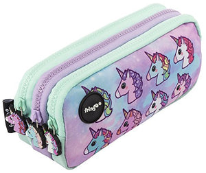 FRINGOO® Unicorn 3 Compartment Pencil Case for Kids School (Pastel Unicorns)