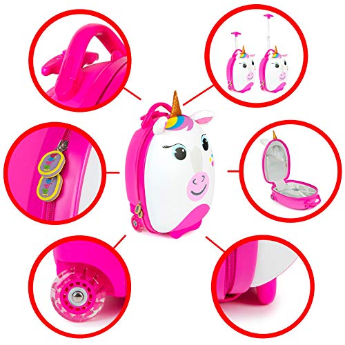 unicorn suitcase pink white