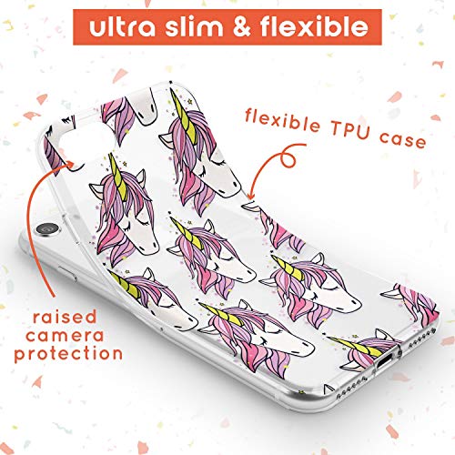 Cute Unicorn Phone Case for iPhone 7 / for iPhone 8 | Clear Ultra Slim Lightweight Gel Silicone TPU Protective Cover | Cute Summer Pattern Fruit Food