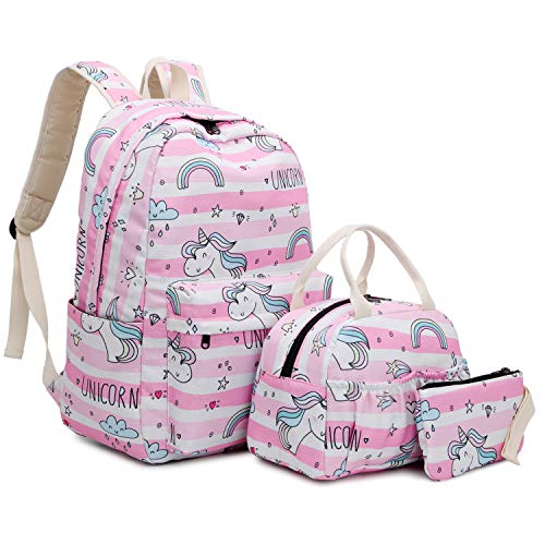 Unicorn bag set pink and white stripe 