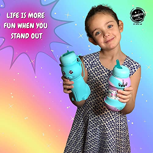 Unicorn Water Bottle for Kids - Collapsible Water Bottle - Unicorn Gift for Girls - BPA Free, Leakproof Rainbow Water Bottle with Flip Spout - 550 ml (Rainbow)…