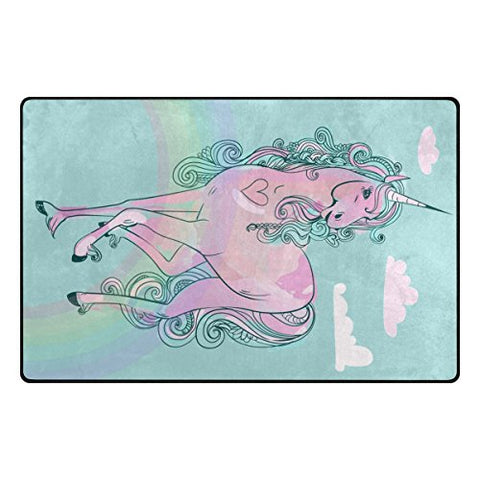 Teal Turquoise Unicorn Rug for Home