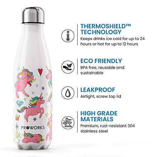 Proworks Stainless Steel Water Bottle | Unicorn Design | 750ml