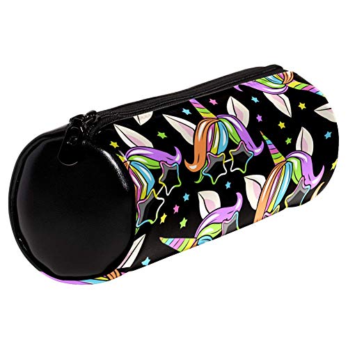 Unicorn with Star Sunglasses Leather Cylinder Case