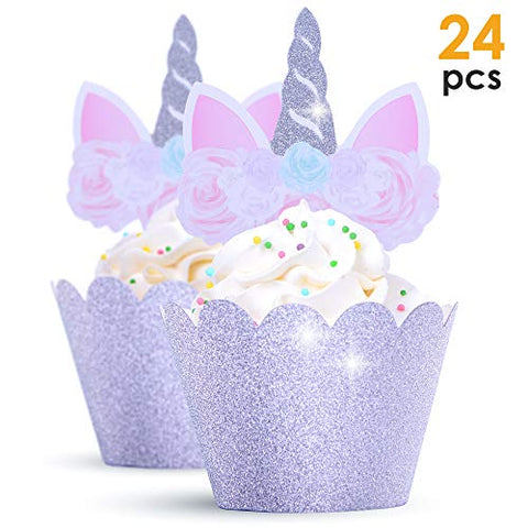lilac unicorn cupcakes