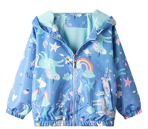 Girls Hooded Rainbow Unicorn Waterproof Jacket | Blue – All Things Unicorn