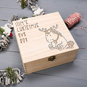 Personalised Wooden Unicorn Christmas Eve Box 