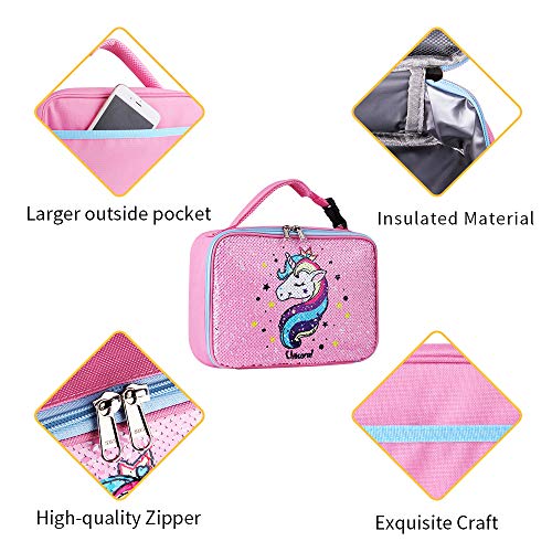 Reversible Sequin Flip Colour Change Unicorn Lunchbox | Pink