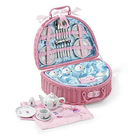 Fairy Tale Picnic Basket And Tea Set For Kids (32 Piece China Tea Set) Pink - Lucy Locket