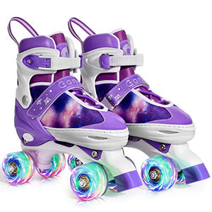 Purple Adjustable Roller Skates | 4 Light Up Wheels | Sizes Adjustable | Kids 