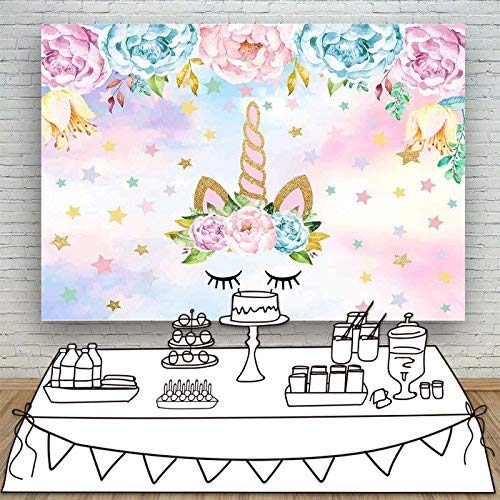 Unicorn Theme Party Backdrop | Photography Background for Cake Smash, Newborn, Birthdays, Baby Showers