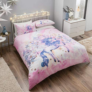 Pearly Unicorn Pink Soft Duvet Cover Quilt Bedding Set - Double (200cm x 200cm)