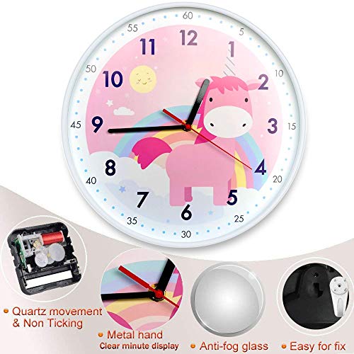 Kids Unicorn Themed Wall Clock 