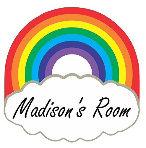 Laserables Rainbow and Cloud Personalised Door Name Plaque Boy or Girls Bedroom Room Sign