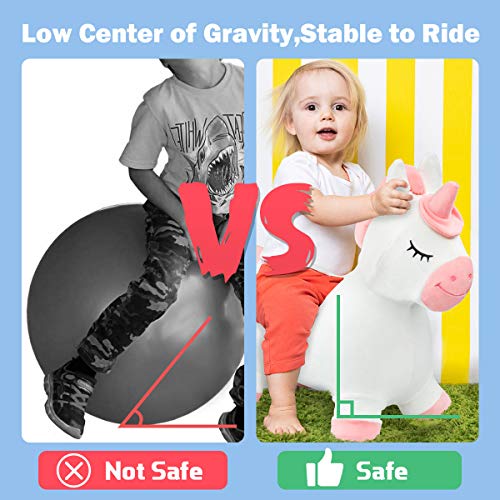 Unicorn Bouncy Hopper | Inflatable Space Hopper | White & Pink | U&C Planet