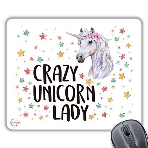 Crazy Unicorn Lady Novelty Unicorn Mouse Mat Pad For PC Laptop Computer