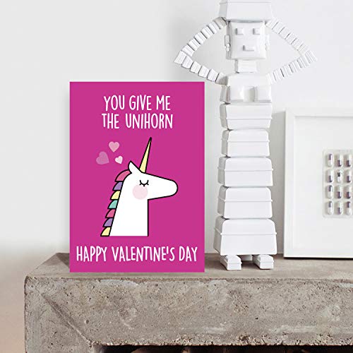 Funny Unicorn Valentines Day Card | Pink