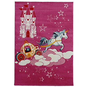 Unicorn and Castle, Stars, Pink Rug, Girls Bedroom