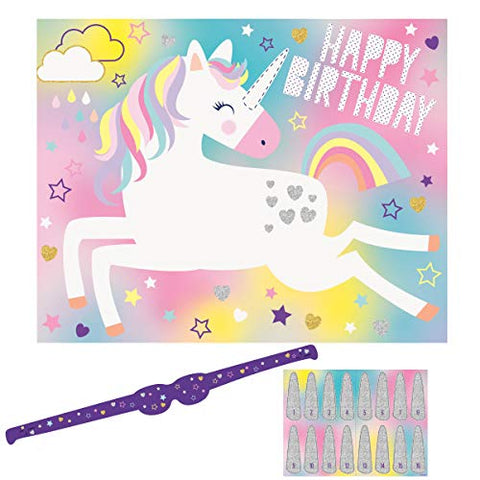 Pin the horn on the unicorn game set