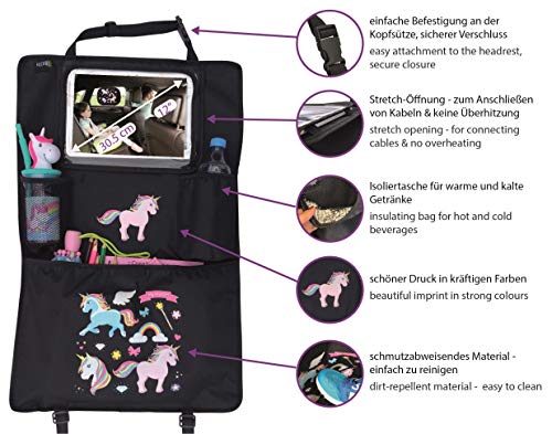 Unicorn Car backseat organizer with adjustable tablet pocket