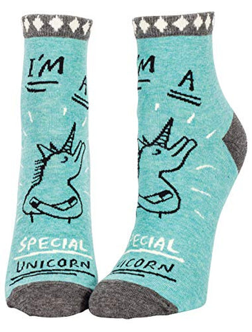 Women's Ankle Socks | I'm A Special Unicorn | Turquoise 