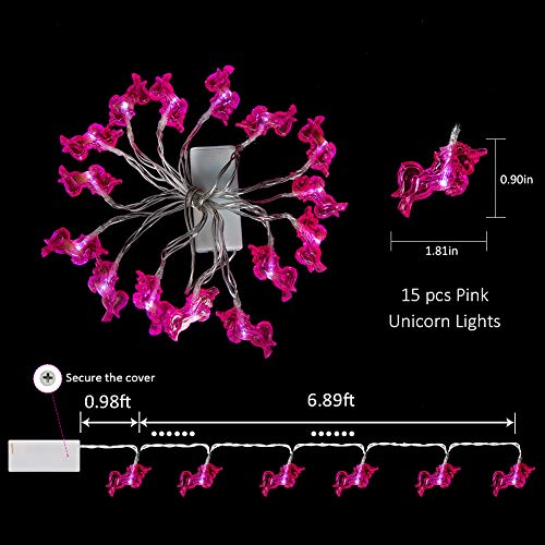 Pink Unicorn Fairy Lights LED String Light- Battery Powered 6.89ft 15 LEDs
