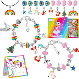 Unicorn Gifts for Girls Bracelet Making Kit - Arts Crafts for Kids, Girls Toys Age 6-12 Year Old Girl Gifts, Charm Jewellery for Children Christmas Gifts, Birthday Present Stocking Fillers for Teenage