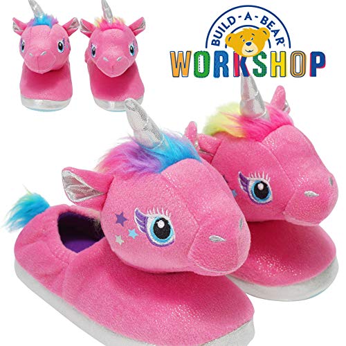 Build-A-Bear Kids Unicorn Novelty Plush Slippers Pink