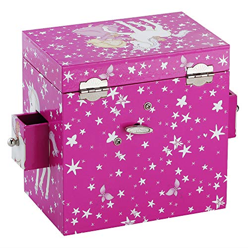 Pink Stars Unicorn Jewellery Box with Storage Drawers for Girls 