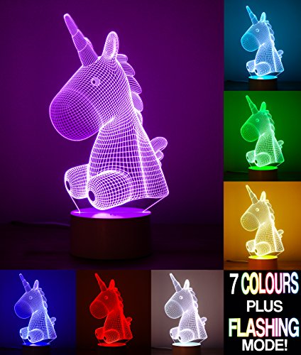 Colour Changing Unicorn 3D Lamp Optical Illusion