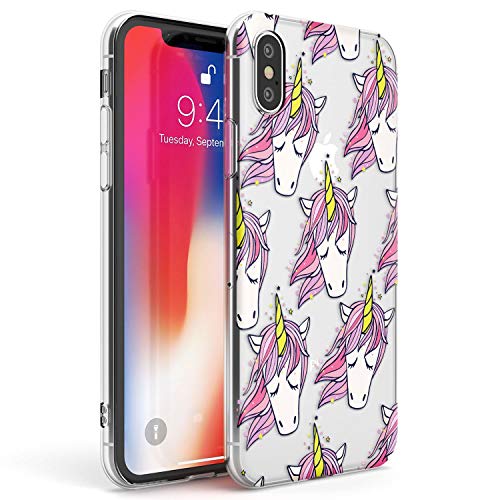 Cute Unicorn Phone Case for iPhone X/iPhone XS/iPhone 10 | Clear Ultra Slim Lightweight Gel Silicone TPU Protective Cover | Cute Summer Pattern Fruit Food