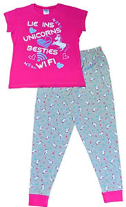 Lie Ins Unicorns Besties WiFi Girls Long Pyjamas Pink (15-16 Years)