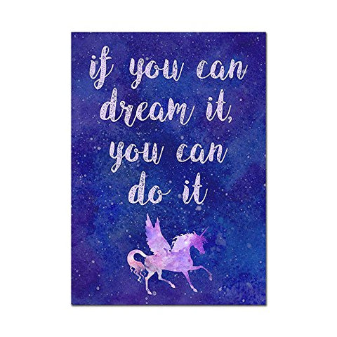 Unicorn Poster Print Motivational Inspirational "If You Can Dream It You Can Do It" Gift Present Idea