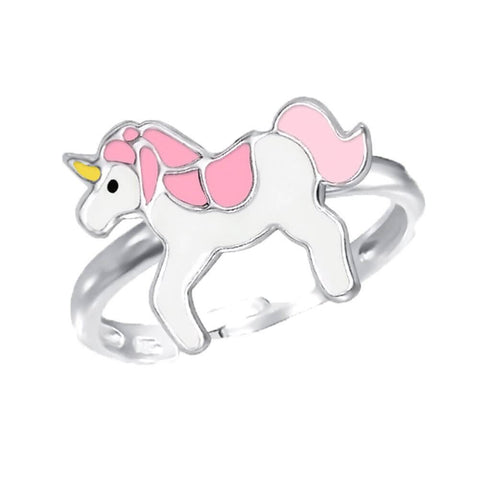 Sterling Silver Unicorn Kids Unicorn Ring - Pink