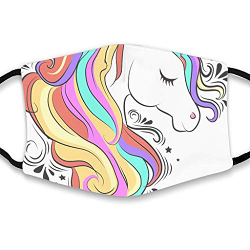 Youturnnow Unicorn Rainbow Face Protector with Ear Loops Washable Reusable Dust Cover for Dust -  White -  One Size