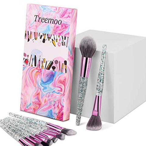 10 Pcs Glitter Makeup Brushes Set | Unicorn Crystal Pink Cosmetic Brush 