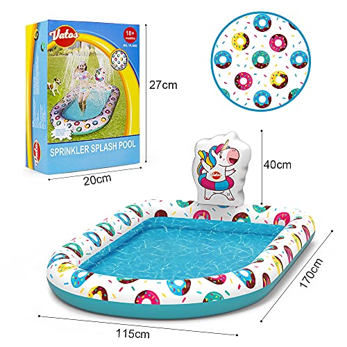 Unicorn Inflatable Sprinkler Paddling Pool For Kids | 3 In 1 Wading Pools | 65”x 43”