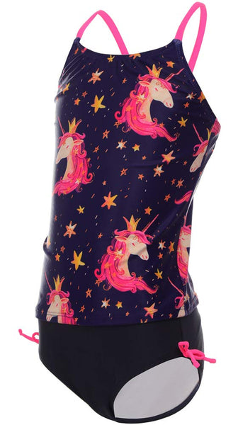 unicorn swimsuit for girls age 6-14 navy
