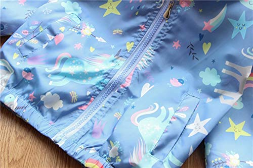 Girls Waterproof Blue Unicorn Jacket