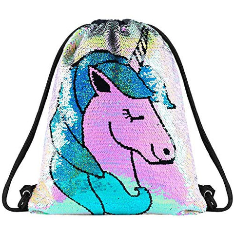 Sequin Unicorn Drawstring Bag PE/ Swimming Bag Kids