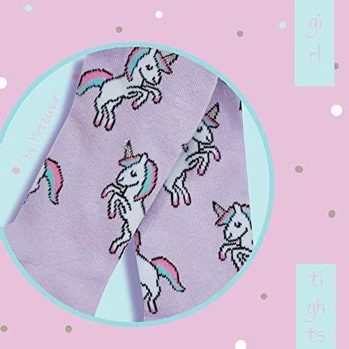 Lilac Unicorn Tights For Girls